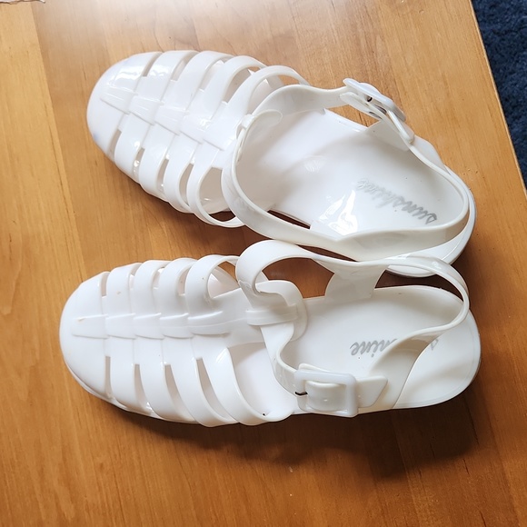 White Sunshine jelly platform high heel sandals shoes - Picture 4 of 10